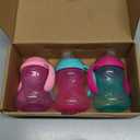Nuby Clik-It Grip N' Sip Soft Spout No-Spill Training Sippy Cup with Handles - (3-Pack) 10 oz - 4+ Months - Aqua/Purple/Pink