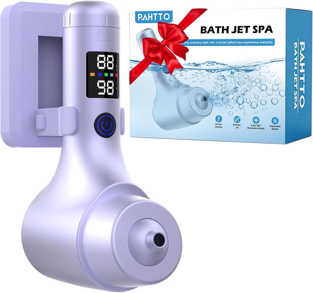 Bath Jet Spa for Tub, 10400mAh Rechargeable Bathtub Jet with Smart Temperature Sensor & LED Display, Portable Jet Spa with Bubble/Jet Mode & Adjustable Speed, IPX8 Waterproof for Daily Home Spa