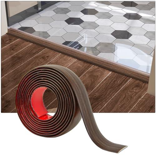 Art3d 4 FT Self Adhesive Vinyl Floor Transition Strip, Laminate Strip Flat Divider for Joining Gaps,Carpet Threshold Transition,Floor Tiles（1.57in, Brown）
