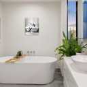 Funny Animals Bathroom Canvas Wall Art Penguin in Bathtub Wall Art Funny Animal Bathroom Painting Black and White Penguin Bathtub Pictures for Bath Restroom Wall Decor Framed 8X10 inch