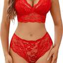 Avidlove Lingerie Set for Women Lace Bra and Panty Sets Sexy Underwear Bralettes Lingerie Outfits (XX-Large, Red)