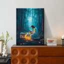 OTOSTAR Jesus and Lamb Canvas Wall Art Jesus Running After Lost Lamb Wall Art Canvas Prints for Prayer Room Baptism Serenity Prayer Church Decor - 12 x 16 Inch