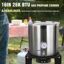 Bestfire High Pressure Propane Burner, 260000 BTU Single Propane Stove with 4.1ft 0-20Psi Adjustable Hose with Regulator, 16" Square Steel Cooktop for Camping