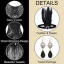 PLULON 1920s Dresses for Women, Sequin Fringed Gatsby Flapper Cocktail Dresses with 20s Accessories Set, Roaring 20s Costumes (Black, XL)
