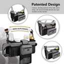 TOPDesign Universal Baby Stroller Organizer, Double Stroller Caddy with Detachable Mesh Bag & Heightened Insulated Cup Holders & Non-Slip Secure Hooks Accessories, Fits Most Strollers (Black)