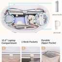 Wandering Nature Puffer Tote Bag for Work & Nurse, 2-Piece Tote with Mini Pouch, Fits 15.6" Laptop, Dual Inner Cup Holders (Purple)