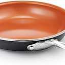 Gotham Steel 9.5 Inch Copper Non Stick Frying Pans, Ceramic Non Toxic Frying Pans Nonstick Skillet Made Without PFOA PFOS, Lightweight, Stay Cool Handle, Oven and Dishwasher Safe