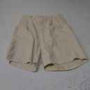 Famulily Womens Pleated Bermuda Shorts for Summer Casual High Waisted Wide Leg Shorts with Pockets (Medium, Beige)