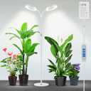 Garpsen Grow Lights for Indoor Plants, Dual-Head Full Spectrum LED Plant Light with Stand, 3 Color Modes Grow Lamp with Timer 6/12/16H, 5 Dimmable Levels, 168 LEDs and 67''Height Adjustable(White)