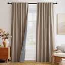 PONY DANCE Linen 100% Blackout Curtains 84 inches Long for Bedroom Living Room Darkening Full Black Out Rod Pocket Back Tab Textured Thermal Insulated Window Curtain Drapes, 2 Panels Set, Linen/Burlap
