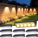 KOOPER Solar Fence Lights Outdoor Waterproof, 8 Pack Warm White & 9 Fixed Colors & Color Changing Fence Lights Solar Powered, Solar Lights Outdoor Fence for Outside Backyard Railing Patio Wall Deck