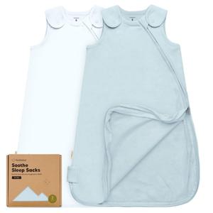 2-Pack Organic Baby Sleep Sacks, 100% Cotton - Soft & Breathable 0.5TOG Baby Wearable Blanket, Toddler Sleeping Sack 0-6 Months, Easy to Wear Transitional Swaddles for Newborns, Infants (Glacier, S)