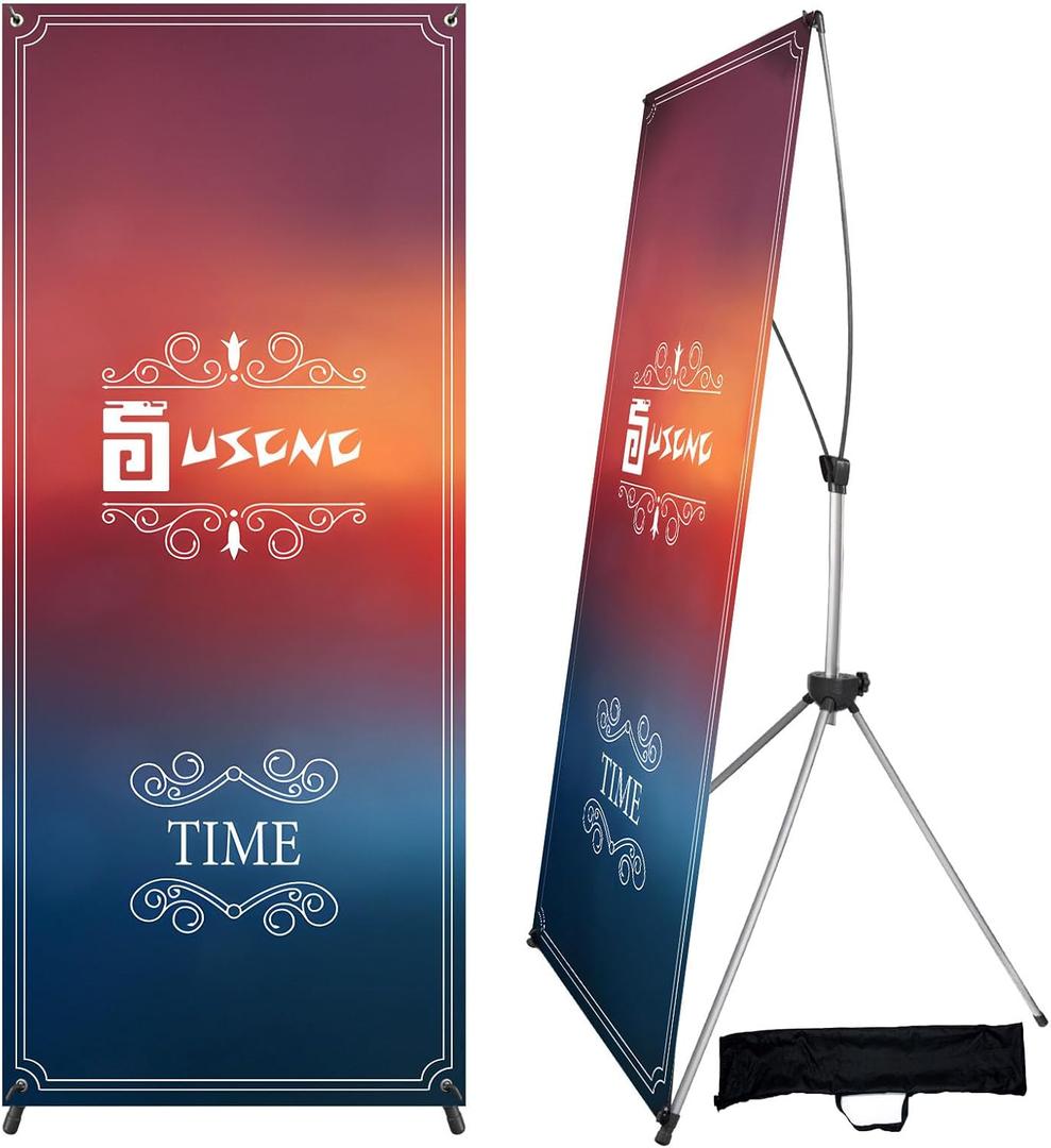 X Banner Stand Adjustable Fit Banner 23 x 63 to 32 x 78 Inch(STAND ONLY), Portable Travel Bag, Bigger, More Adaptable Advertising, Stores, Tradeshow, Restaurant, Event, Birthday & Party (2 PACk)