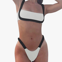 WODECASA Women's Colorblock Bikini Set Square Neck High Cut Cheeky Sexy Two Piece Swimsuit Bathing Suit S