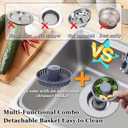 BAOLSLS 3 in 1 Kitchen Sink Stopper, Pop Up Kitchen Sink Drain Strainer, with an Extra Basket Strainer, Kitchen Sink Drain Stopper for US Standard 3-1/2 Inch, Brass Material Electroplate Silver