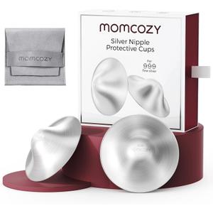 Momcozy 999 Silver Nursing Cups, Hole-Free Design, 999 Silver Nipple Shields, Breastfeeding Essentials, Silver Nipple Shields for Breastfeeding Newborns, Metal Nipple Shields, Regular Size