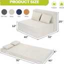 Fvkind Folding Sofa Bed, 4 in 1 Convertible Sleeper Sofa Bed Chair with Pillow, Twin Memory Foam Loveseat Futon Sleeper Chair, Foldable Futon Couch for Living Room, Bedroom, Guest Room, Beige
