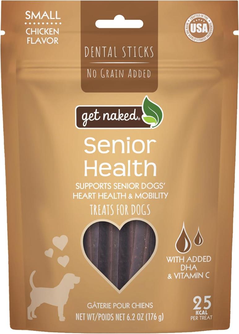 Get Naked Dental Sticks Grain-Free Chicken Flavor Dog Treats, Senior Health Small 6.2-oz Bag (EXP 09/27/27)