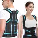 Premium Adjustable Back Brace Posture Corrector for Women and Men - Effective Straightener for Scoliosis, Hunchback Correction, Lower Back Pain Relief, Spine Alignment, and Posture Training(Small) (Black)