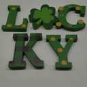 Fangoo Lucky Charm Sign St Patricks Day Tabletop Centerpiece Decorations St Patrick’s Wooden Mantel Decor Irish Shamrock Freestanding for Fireplace Home Tiered Tray Office Party Supplies