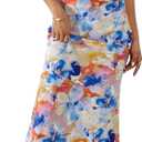 OYOANGLE Women's Floral Print Sleeveless Strapless Draped Backless Bodycon Summer Maxi Tube Dress (Large, Multicolor)