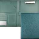 Enyuwlcm PU Leather Portfolio Folder with Clipboard Clip Padfolio for Women Interview School Office Business (Green)