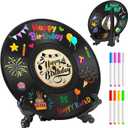Vinyl Record Birthday Decoration Set–Unique Guestbook Alternative for Birthday Parties, Includes 8 Pens, 2 Sticker Designs, Plastic Stand, and Customizable Decoration for Music Lovers