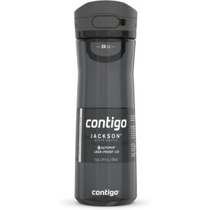 Contigo Jackson 2.0 Tritan Water Bottle with Leak-Proof AUTOPOP Locking Lid, BPA-Free Plastic, Dishwasher Safe, Licorice, 24 oz (709 mL)