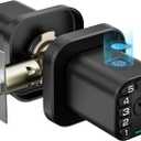 Richelock Fingerprint Door knob, Smart Biometric Door Lock with Keypad, Keyless Entry Code Door Knob, Waterproof & Weatherproof , Auto Lock ,Voice Navigation, For Bedroom, Gate,Office -Matte Black