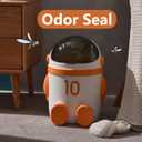URALFA Astronaut Trash Can, 12 Liter /3.2 Gallon Bathroom Trash Can with Lid, Cute Garbage Can for Kids, Plastic Garbage Can with Swing Lid, Spaceman Wastebasket for Bedroom, Dorm, Living Room, Orange