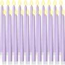 Macarrie 24 Packs Flameless Taper Candles Battery Operated Fake 11 Inch Long Candlelight LED Flameless Candlesticks Flickering Tapered for Spring Summer Wedding(Lavender Purple)
