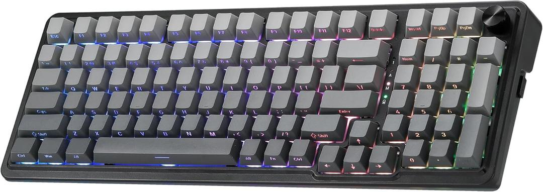 Redragon K686 PRO 98 Keys Wireless Gasket RGB Gaming Keyboard, 3-Mode PBT Mechanical Keyboard w/Hot-Swap South-Facing RGB Socket, Dedicated Knob Control & 5-Layer Noise Dampening, Gradient PBT Keycaps (Concrete Jungle)