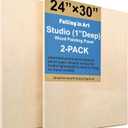 Falling in Art Unfinished Birch Wood Panels Kit for Painting, Wooden Canvas 2 Pack of 24x30 Studio 1 Deep, Cradle Boards for Pouring, Art, Crafts, Burning and More