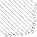 30 Pack Necklace Chains Bulk for Jewelry Making, Selizo Bulk Necklace Chains Silver Plated Cable Chains for Jewelry Making, 1.2 mm (18 Inches)