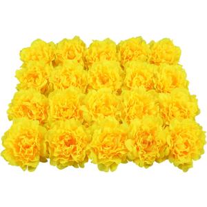 20 Pcs Artificial Flower Peonies, 5" Silk Fake Peonies with 6" Stems No Leaf, Faux Peonies Flowers for Decoration Wedding Home Party Centerpiece Decor Floral Art (Yellow)