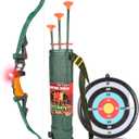 Sunny Days Entertainment Bow and Arrow Set  Archery Toy Set for Kids | Hunting Role Play Toy | Includes 3 Suction Cup Arrows Target and Quiver  Maxx Action Green Extra Large