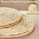 Sintuff 8 Pcs 16 Inch Straw Floor Cushions Classroom Large Pillow Seating Meditation Floor Pillow Boho Natural Woven Seat Cushion Japanese Tatami Cushion for Classroom Home Group Activity, 15.75 Inches Diameter, 0.59 Inches Thick