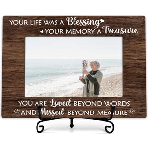 Sympathy Photo Frame Gifts, In Memory of Loved One Remembrance Frames, Your Life Was A Blessing Themed Sympathy Wooden Picture Frame With Stand, Bereavement Gifts For Loss Of Family Friends -36