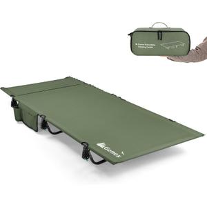 Gonex 31.5" Extra Wide Camping Cot with Premium Pillow Pocket Supports 350lbs, Portable Ultralight Folding Cot Bed for Adults Travel, Beach, Home, Sleeping (Army Green)