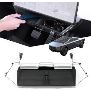 Zrolenca Under Screen Storage Box for Tesla Cybertruck 2024 2025 - Center Console Organizer with Compartment & Non-Slip Design Compatible with Cybertruck Accessories