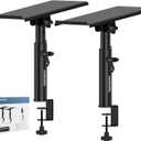 Vondynote Studio Monitor Stands Pair Heavy Duty Desk Clamp Speaker Stands with Adjustable Tilt Angle Tray of 0-12