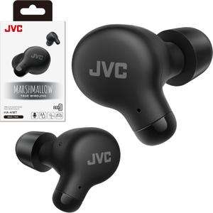 JVC Marshmallow True Wireless Bluetooth 5.3 Earbuds  28H Battery, Memory Foam Earpieces for All-Day Comfort, IPX4 Water Resistant, Mic, Compact Case, for iPhone & Android (Black)