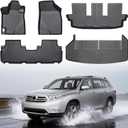 Floor Mats & Cargo Liner for Toyota Highlander 2008-2013 (Non-Hybrid), All Weather Protection TPE Floor Liners Custom Fit Car Mats Full Set for Highlander Accessories 3 Rows and Cargo Liner Set