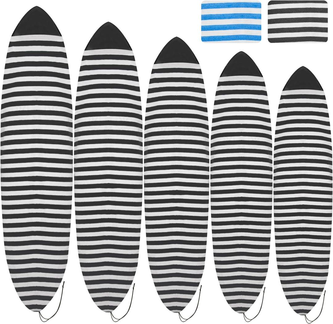 Surfboard Sock Cover - Lightweight Protective Bag for Surf and Paddleboards - Stretch Protector (6'0", Black)