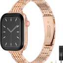 Wearlizer Slim Metal Band Compatible with Apple Watch Bands for Women 40/38/41/42/44/45/46/49mm, Dressy Stainless Steel Strap Gold Silver Bracelet for iWatch Series 11 10 9 8 7 6 5 4 SE/Ultra 3 2 1