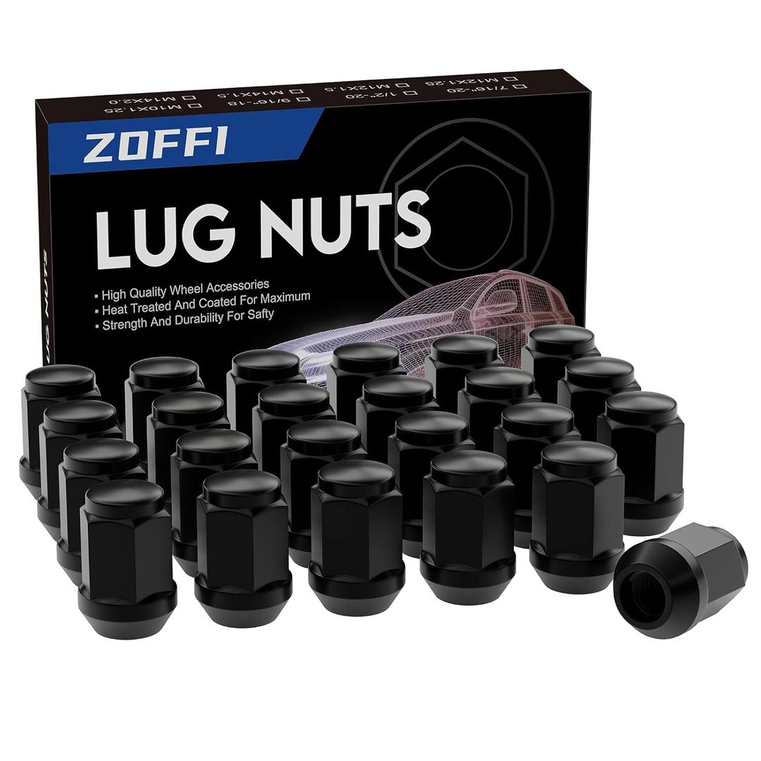 M14x1.5 Lug Nuts 24pcs Replacement for 2011-2018 Jeep Grand Cherokee 2008-2020 Buik Enclave 1999-2020 Cadillac Escalade Aftermarket Wheel - Black Closed End Solid Lug Nuts