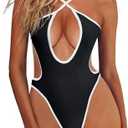 HYPERFIRE Women's Sexy Criss Cross Halter Bathing Suit Cut Out Backless Monokini Swimsuits One Piece size XL