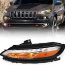 Huray DRL Headlight for Jeep Cherokee 2014-2018 [Day Time Running Light] [Turn Signal Light] [Side Mark Light] OE Replacement (Driver Side (Left))