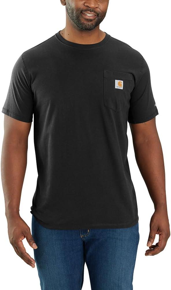 Carhartt Men's 104616 Force Relaxed Fit Midweight Short Sleeve Pocket (X-Large Tall, Black)