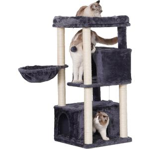 Hey-brother Cat Tree,Multi-Level Cat Condo for Large Cat Tower Furniture with Sisal-Covered Scratching Posts, 2 Plush Condos, Big Plush Perches MPJ011G